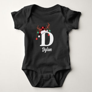 Custom Monogram Family Christmas Plaid Santa Hat Baby Bodysuit