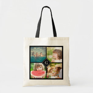 Custom Monogram Family Photo Collage Tote Bag