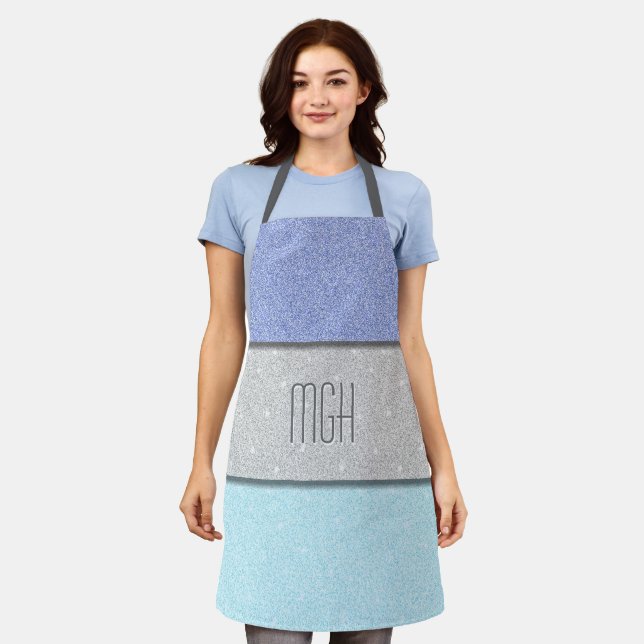 Custom Monogram Faux Glitter Bling Apron (Worn)