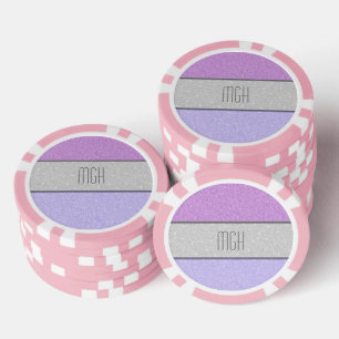 Custom Monogram Faux Glitter Bling Poker Chips