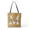 Custom monogram faux gold glitter print tote bags