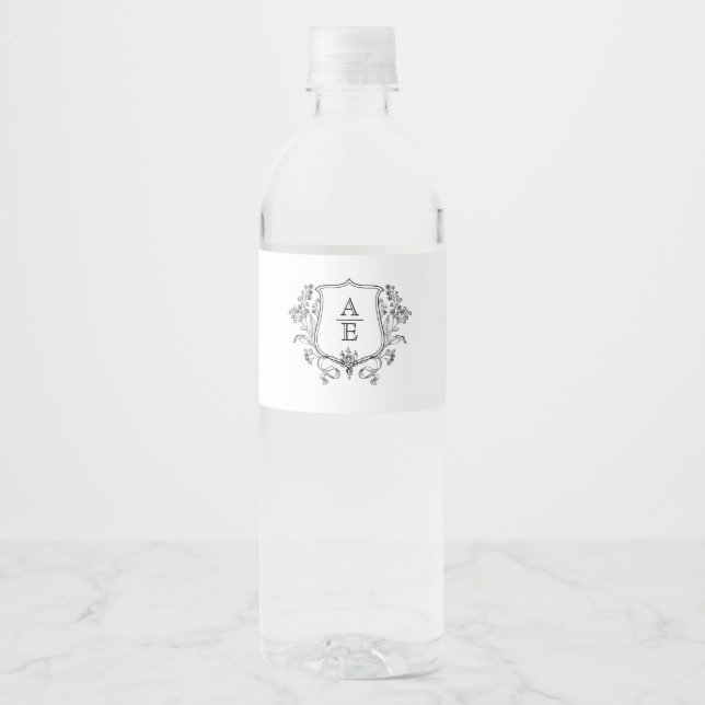 Custom Monogram Favour Wraps Water Bottle Label (Front)