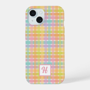 Custom Monogram Feminine Colourful striped pattern iPhone 15 Case