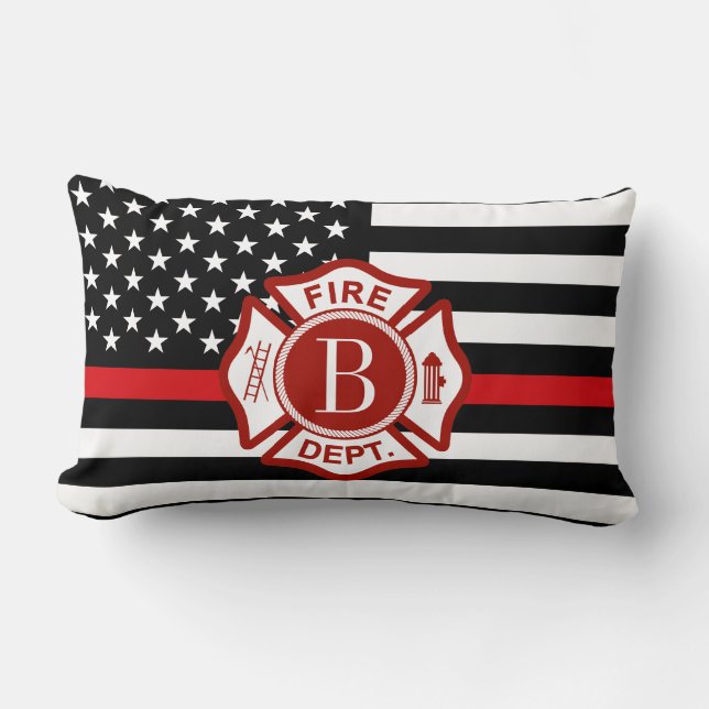 Custom Monogram Fire Rescue Maltese Cross Symbol Lumbar Cushion (Front)