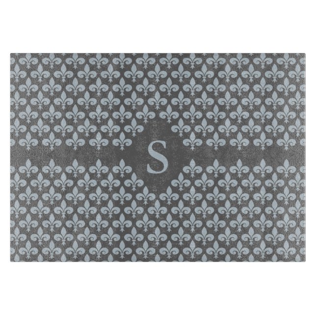 Custom Monogram Fleur-De-Lis cutting board (Front)