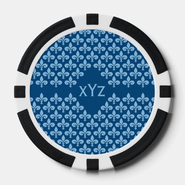 Custom Monogram Fleur-De-Lis poker chips (Front)