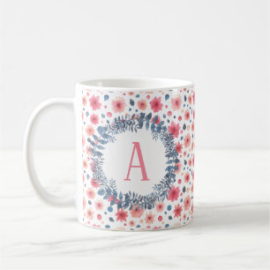 Custom Monogram Floral Coffee Mug