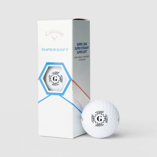 Custom monogram floral leaf crest golf ball set (Packaging)