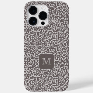 Custom Monogram Floral Leaf Pattern Case-Mate iPhone 14 Pro Max Case