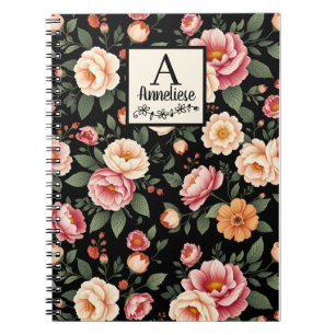 Custom Monogram Floral Mary Delany Inspired Notebook