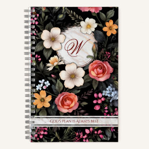 Custom Monogram Floral Notebook