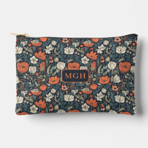 Custom Monogram Floral Pattern Accessory Pouch