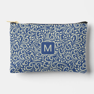 Custom Monogram Floral Pattern Accessory Pouch
