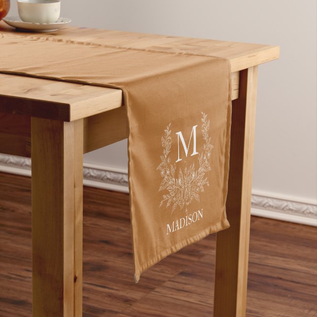 Custom Monogram Floral Short Table Runner (In Situ)