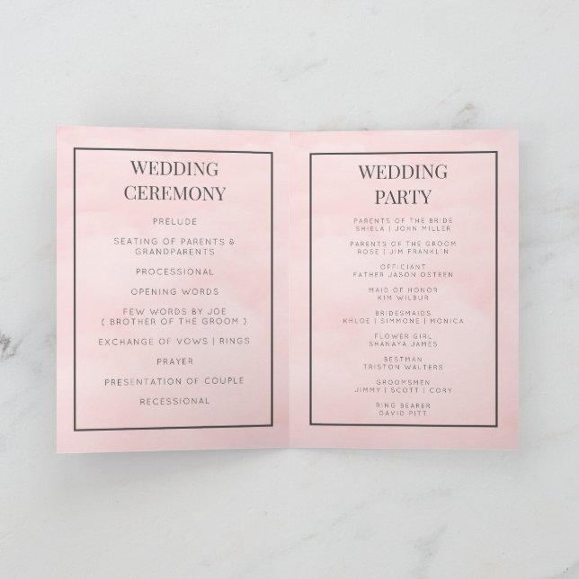 Custom monogram foldable wedding program card (Inside)