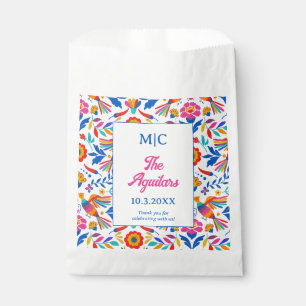 Custom Monogram Folk Art Floral Fiesta Wedding Favour Bag