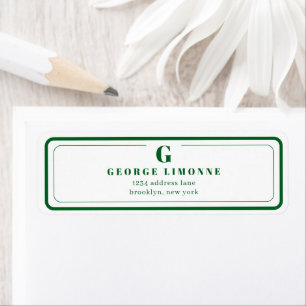 Custom Monogram Forest Green Border Address Label Return Address Label