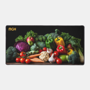 Custom Monogram Fresh Vegetables Desk Mat