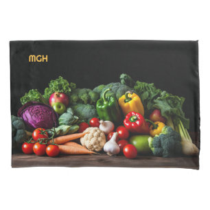 Custom Monogram Fresh Vegetables Pillowcase