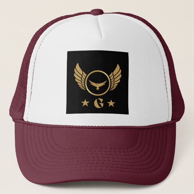 Custom Monogram "G" Initial letter Printed-Caps Trucker Hat (Front)