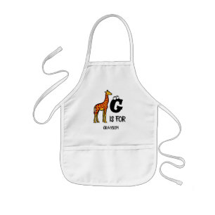 Custom monogram G is for Giraffe cute giraffes Kids Apron