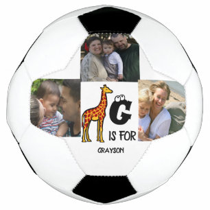Custom monogram G is for Giraffe cute giraffes Soccer Ball