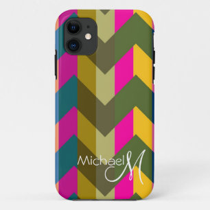 Custom Monogram Geometric Chevron Zigzag 2 iPhone 11 Case