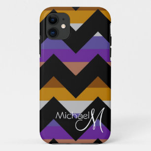 Custom Monogram Geometric Chevron Zigzag iPhone 11 Case
