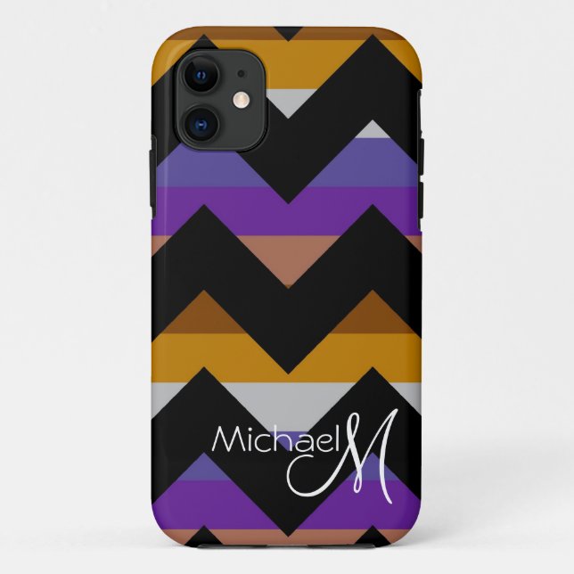 Custom Monogram Geometric Chevron Zigzag Case-Mate iPhone Case (Back)