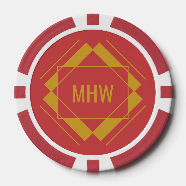 Custom Monogram Geometric Pattern poker chips (Front)