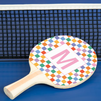Custom monogram geometric square Ping Pong Paddle