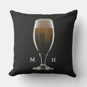 Custom Monogram Glass of Beer Cushion