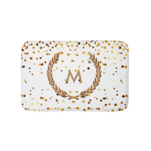 Custom Monogram Gold Glitter Confetti Personalised Bath Mat