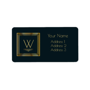 Custom Monogram Gold on Darkest Blue Label