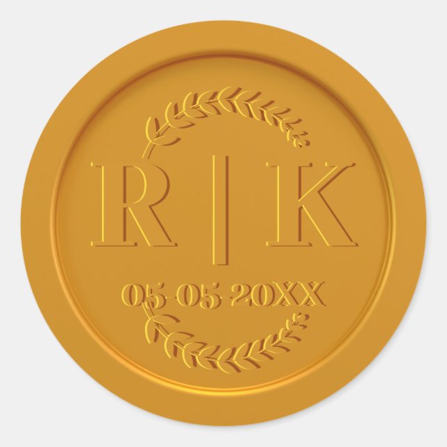 Custom Monogram Gold Wax Envelope Seal Wedding (Front)