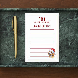 Custom Monogram Golden Doodle Holiday Gift List Post-it Notes