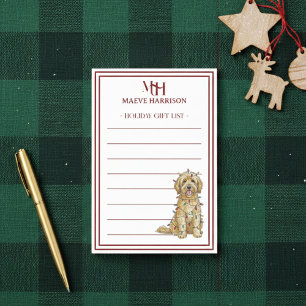 Custom Monogram Golden Doodle Holiday Gift List Post-it Notes