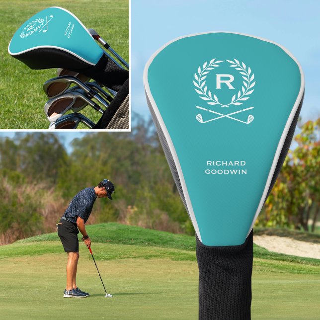 Custom Monogram Golf Head Cover Turquoise (Creator Uploaded)
