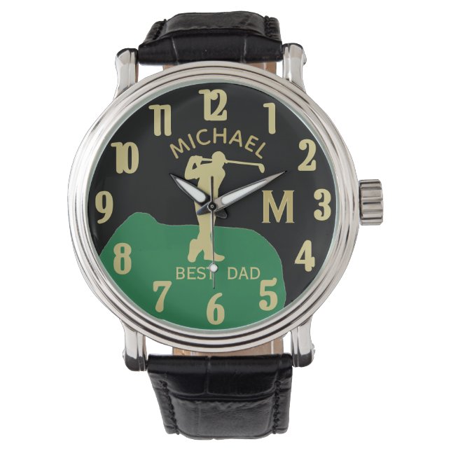 Custom Monogram Golf Name Best Dad Gfit  Watch (Front)