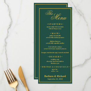 Custom Monogram Golf Theme Wedding Menu