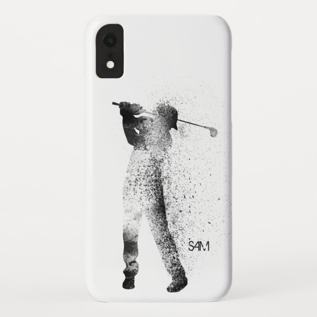 Custom Monogram | Golfer Silhouette Swing Case-Mate iPhone Case (Back)