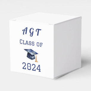 Custom Monogram & Graduation Year Blue and White Favour Box