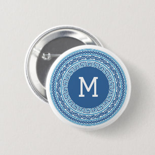 Custom Monogram Greek Pattern 6 Cm Round Badge