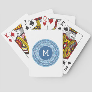Custom Monogram Greek Pattern Playing Cards