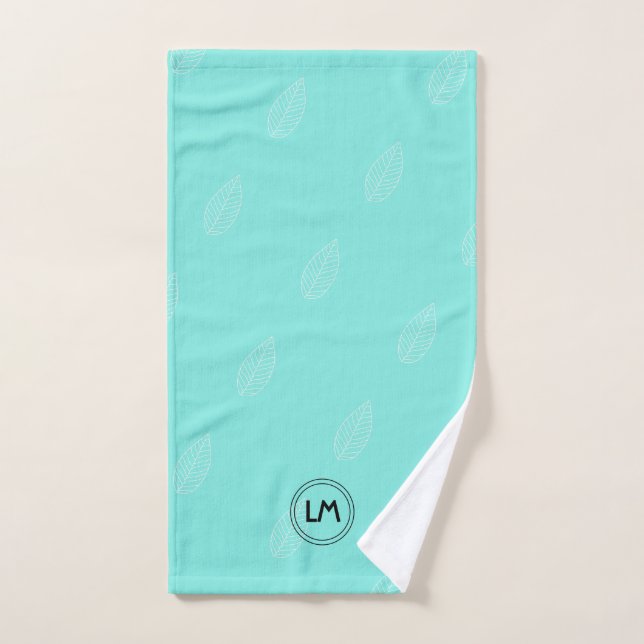 Custom monogram green chic simple hand towel (Hand Towel)