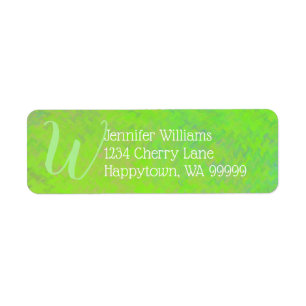 Custom Monogram Green Marbled Art Return Address Label