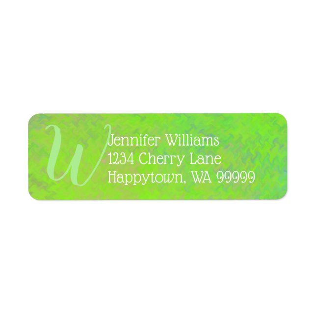 Custom Monogram Green  Marbled Art Return Address Label (Front)