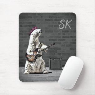 Custom Monogram Guitar Punk Rock Bear Musician Mouse Pad