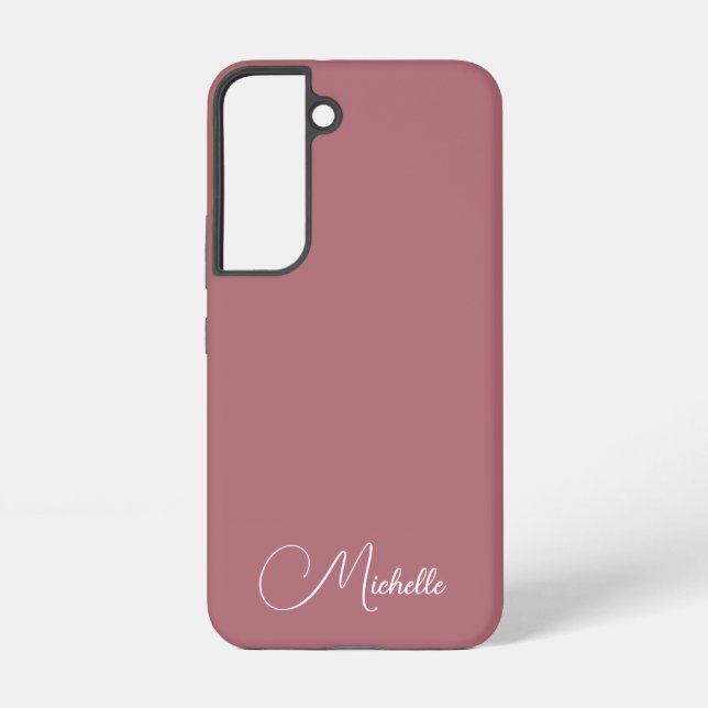 Custom Monogram Handwritten Name Rose Gold Gift Samsung Galaxy S22 Case (Back)