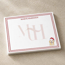 Custom Monogram Holiday Golden Retriever Santa Hat